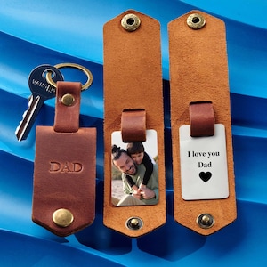 Gepersonaliseerde sleutelhanger cadeau, leren foto sleutelhanger cadeau voor man, foto sleutelhanger cadeau, aangepaste sleutelhouder, opa verjaardagscadeau
