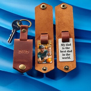 sleutelhangercadeau voor mannen, leren fotosleutelhouder, herenaccessoirecadeau, gegraveerde foto&#39;s sleutelhanger, jubileumcadeau van vrouw