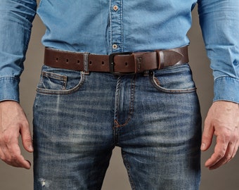 Personalized Mens gift, leather belt for men, anniversary gift, groomsmen gift, waist belt with monogram, engraved casual belt
