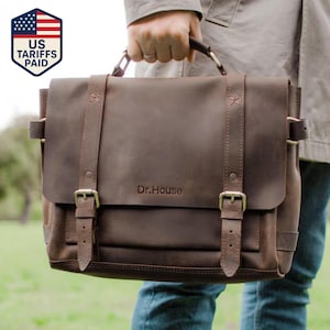 Graduation mens gift, leather briefcase, leather messanger, mens gift, leather attache case, work laptop briefcase gift for man