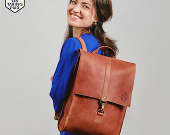 Womens leather backpack, womens gift, personalized laptop backpack, leather rucksack, travel backpack, leather satchel gift