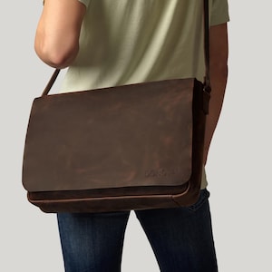 Leather briefcase, Laptop briefcase, Laptop shoulder bag, Crossbody messenger, Leather Messenger, Mens office handbag, Birthday mens gift image 10
