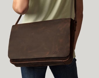 Laptop Aktentasche, Leder Aktentasche, Crossbody Messenger, Laptop Umhängetasche, Leder Messenger, Geburtstags Herrengeschenk, Herren Bürohandtasche