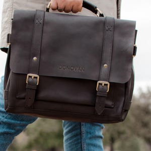 Mens leather messenger, leather laptop briefcase, gift for him, leather business handbag for work and travel, comfort shoulder bag
