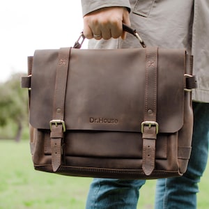Messager en cuir, cadeau de remise des diplômes pour homme, mallette en cuir, porte-documents en cuir, cadeau pour homme, cadeau porte-documents pour ordinateur portable de travail pour homme