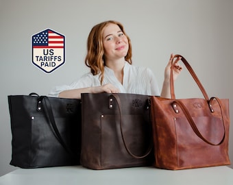 Leather tote bag, womens gift, leather laptop tote bag, woman purse bag, crossbody bag, elegant shopper, anniversary gift for wife