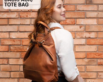 Personalized bag, Womens bag, Convertible backpack, Womens tote bag, Womens backpack , Leather shopper bag, Leather laptop bag