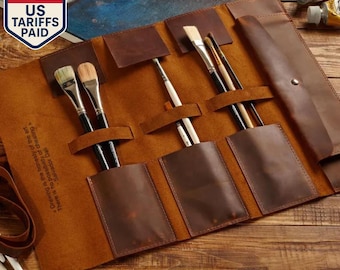 Cadeau personnalisé, porte-pinceau, trousse de dessin, cadeau d'anniversaire pour femme, étui à pinceaux de voyage, cadeau de fournitures artistiques