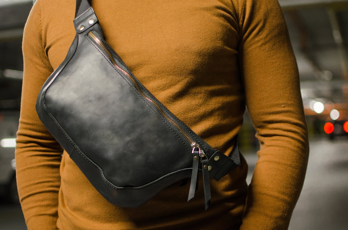 Personalized leather banana bag by LMS Etsy