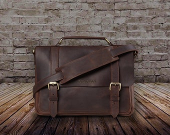 Leather messenger bag, leather briefcase for men, mens gift, mens leather satchel, leather shoulder bag, anniversary mens gift