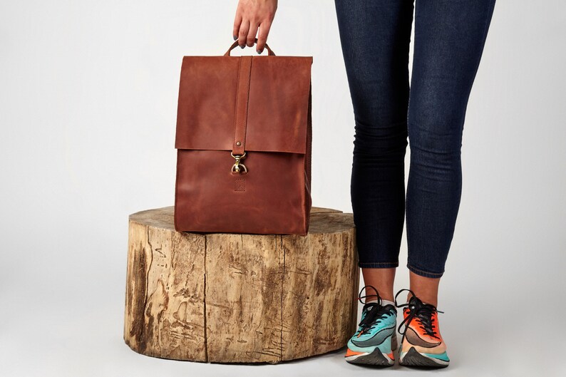 Personalized backpack leather cutomized rucksack travel gift Etsy