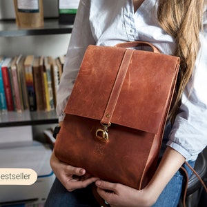 womens leather computer backpack