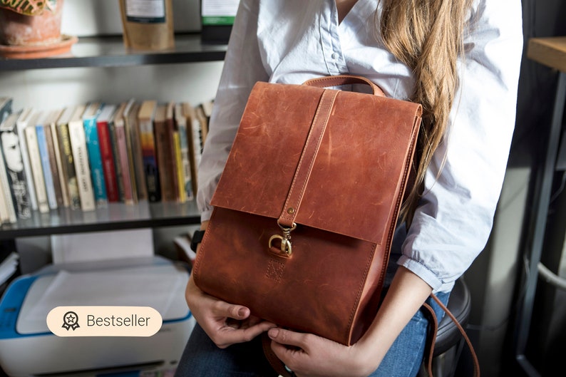 Personalized laptop backpack, women leather backpack, macbook backpack, leather rucksack, leather work bag for woman, custom gift for her 