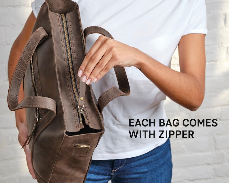 Custom Leather Work Tote - Monogrammed Laptop Bag for Women image 8