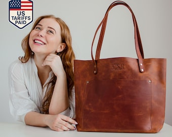 Personalized womens gift, leather zipper tote bag, everyday bag, leather laptop tote bag, elegant shopper bag, anniversary gift