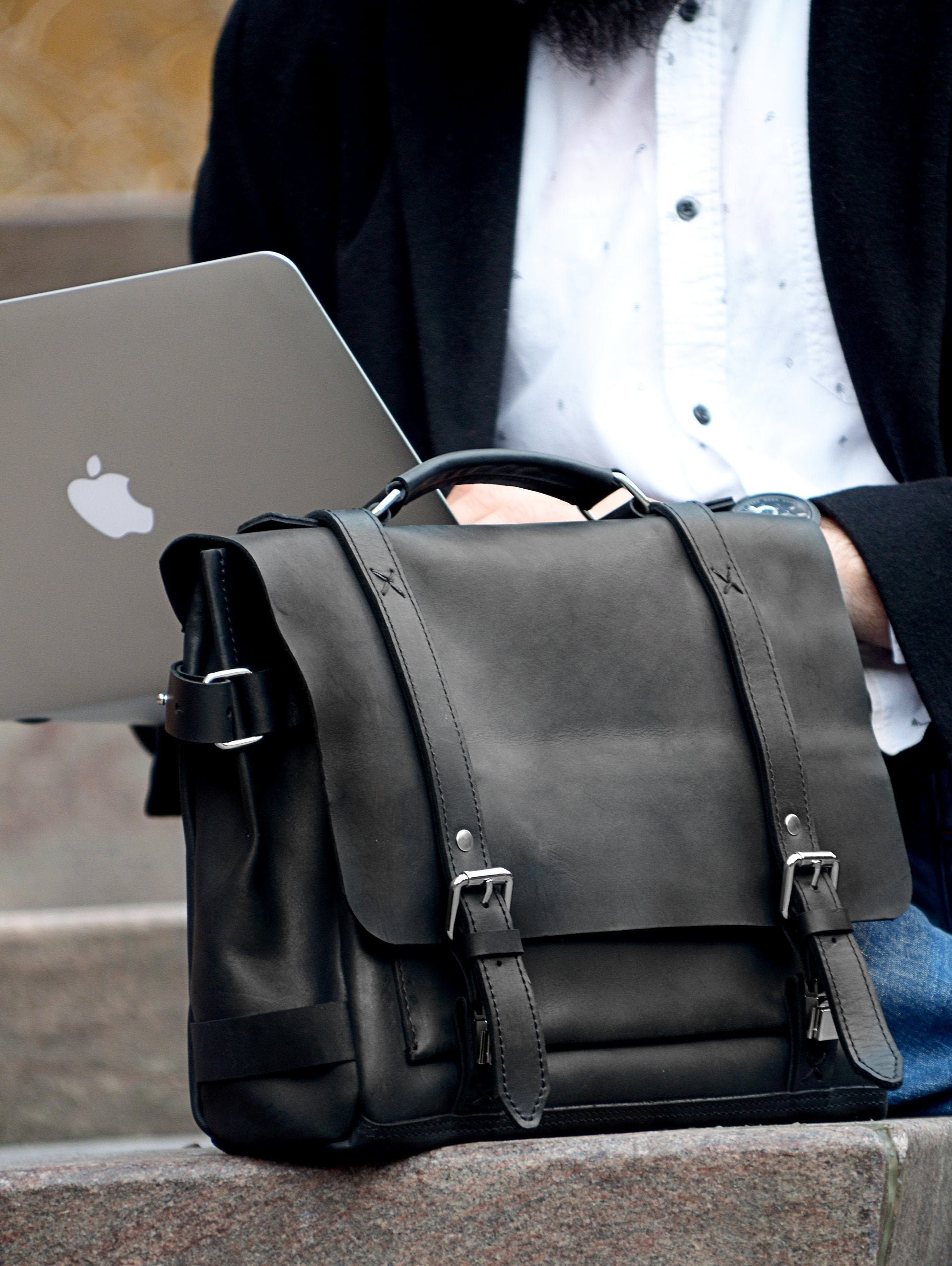 personalized leather briefcase