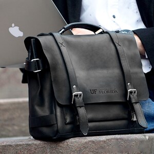 Porte-documents en cuir, sac pour homme fait main, sac pour ordinateur portable en cuir pour homme, sac avec logo personnalisé, idée cadeau de remise des diplômes, sac de travail personnalisé pour lui