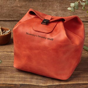 Damen Make-up Aufbewahrung, Damen Geschenk, Leder Make-up-Tasche, Leder Kosmetiktasche, Kosmetiktasche, Kulturtasche, Jubiläumsgeschenk