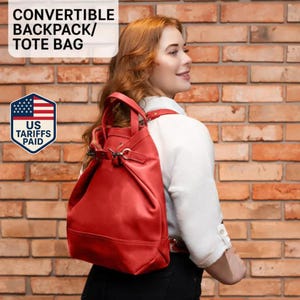 Womens backpack , Womens bag, Convertible backpack, Womens tote bag, Womens backpack , Leather shopper bag, Leather laptop bag image 1