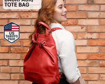 Womens backpack , Womens bag, Convertible backpack, Womens tote bag, Womens backpack , Leather shopper bag, Leather laptop bag