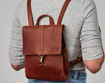 Leather laptop backpack, womens rucksack, gift for her, custom womens backpack gift, leather travel backpack, leather shoulder bag