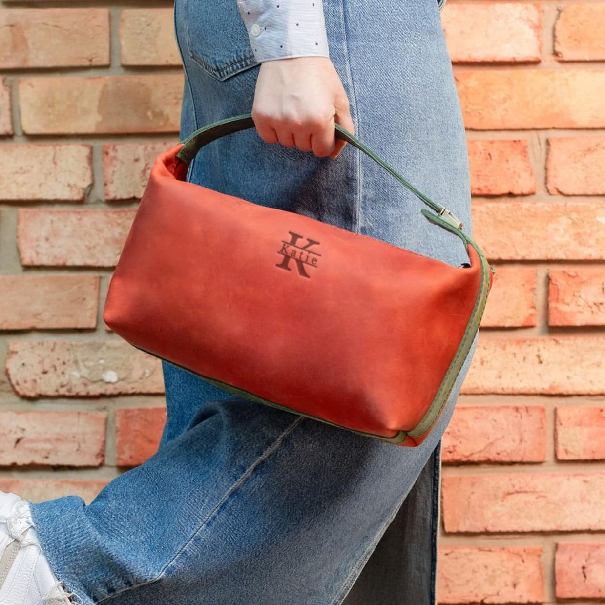Small leather purse for women, personalized square handbag, gift for wife, handmade women bag, gift for girlfriend
