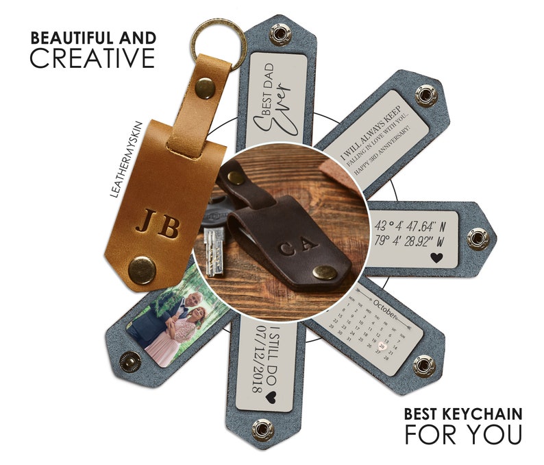 Custom Leather Keychain Engraved Key Holder With Your Photo Etsy