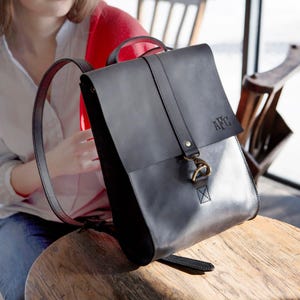 Womens laptop backpack, leather rucksack, travel city satchel, shoulder bag, messenger leather bag, laptop briefcase, birthday gift for him