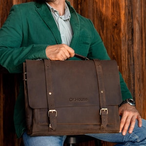 Cadeau personnalisé pour lui, porte-documents en cuir pour homme, sac messager en cuir pour homme, porte-documents en cuir pour ordinateur portable, sac à bandoulière en cuir