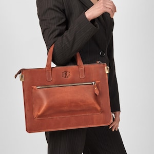 Leather laptop sleeve, custom leather macbook bag, leather shoulder laptop bag, notebook work bag, laptop briefcase work bag, birthday gift