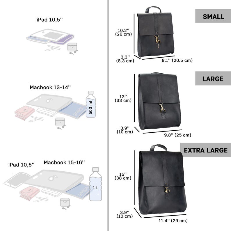 a picture of a backpack size guide
