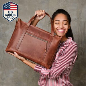 Leather laptop tote bag, womens gift, leather laptop bag, womens shopper bag, leather handbag, work tote shoulder bag gift