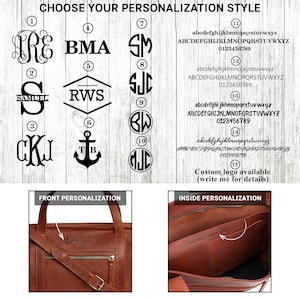 Custom Leather Work Tote - Monogrammed Laptop Bag for Women image 4