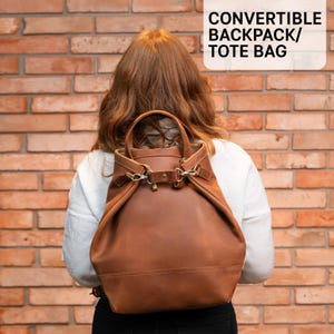 Laptop tote backpack, Womens bag, Convertible backpack, Womens tote bag, Womens backpack , Leather shopper bag, Leather laptop bag