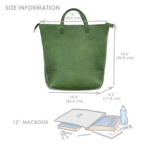 Backpack tote purse, Convertible backpack, Womens bag, Womens backpack , Womens tote bag, Leather laptop bag, Leather shopper bag Green
