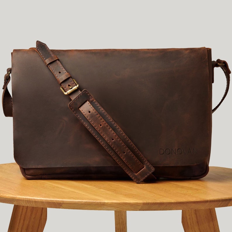 Leder Messenger, Laptop Aktentasche, Leder Aktentasche, Crossbody Messenger, Leder Messenger, Herren Bürohandtasche, Herren Geburtstagsgeschenk Bild 1