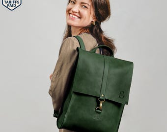 Regalo personalizado para mujer, mochila de cuero personalizada para mujer, mochila para portátil, mochila de viaje, bolso de cuero, regalo de cumpleaños o aniversario.