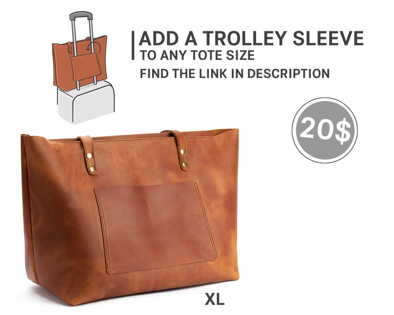 Leather Zipper Tote Carryon Everyday Bag Handmade Leather Etsy