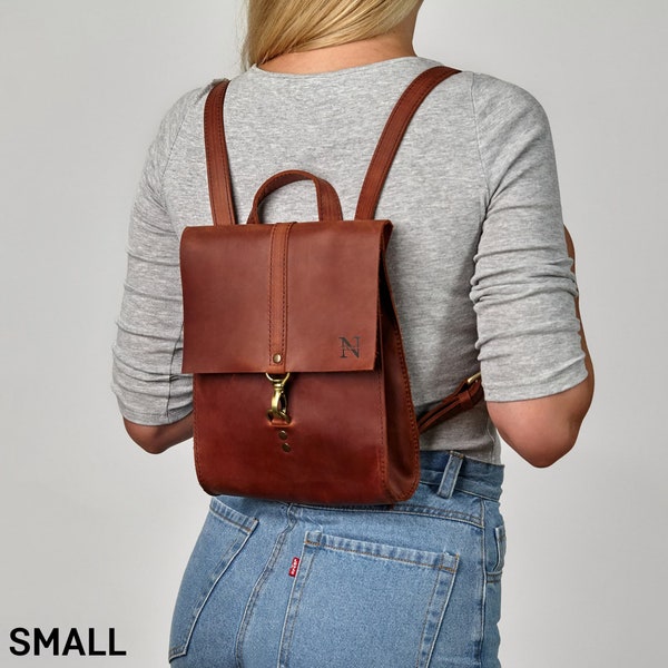 Leather laptop backpack, womens rucksack, gift for her, custom womens backpack gift, leather travel backpack, leather shoulder bag