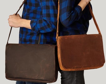 Messager à bandoulière, porte-documents en cuir, porte-documents pour ordinateur portable, messager en cuir, messager à bandoulière, cadeau d'anniversaire pour homme, sac à main de bureau pour homme