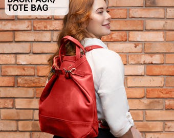 Womens backpack , Womens bag, Convertible backpack, Womens tote bag, Womens backpack , Leather shopper bag, Leather laptop bag