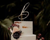 Monogram Cake Topper By Rawkrft - Personalized Wooden Cake Topper Script Letter Cake Topper Rustic Wedding Cake Topper Custom Cake Topper