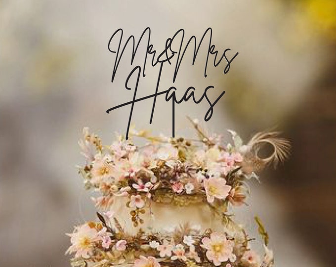 Rustic Mr and Mrs Wedding Cake Topper by Rawkrft - Custom Cake Topper - Birthday Cake Topper - Anniversary Baptism Baby Shower Topper