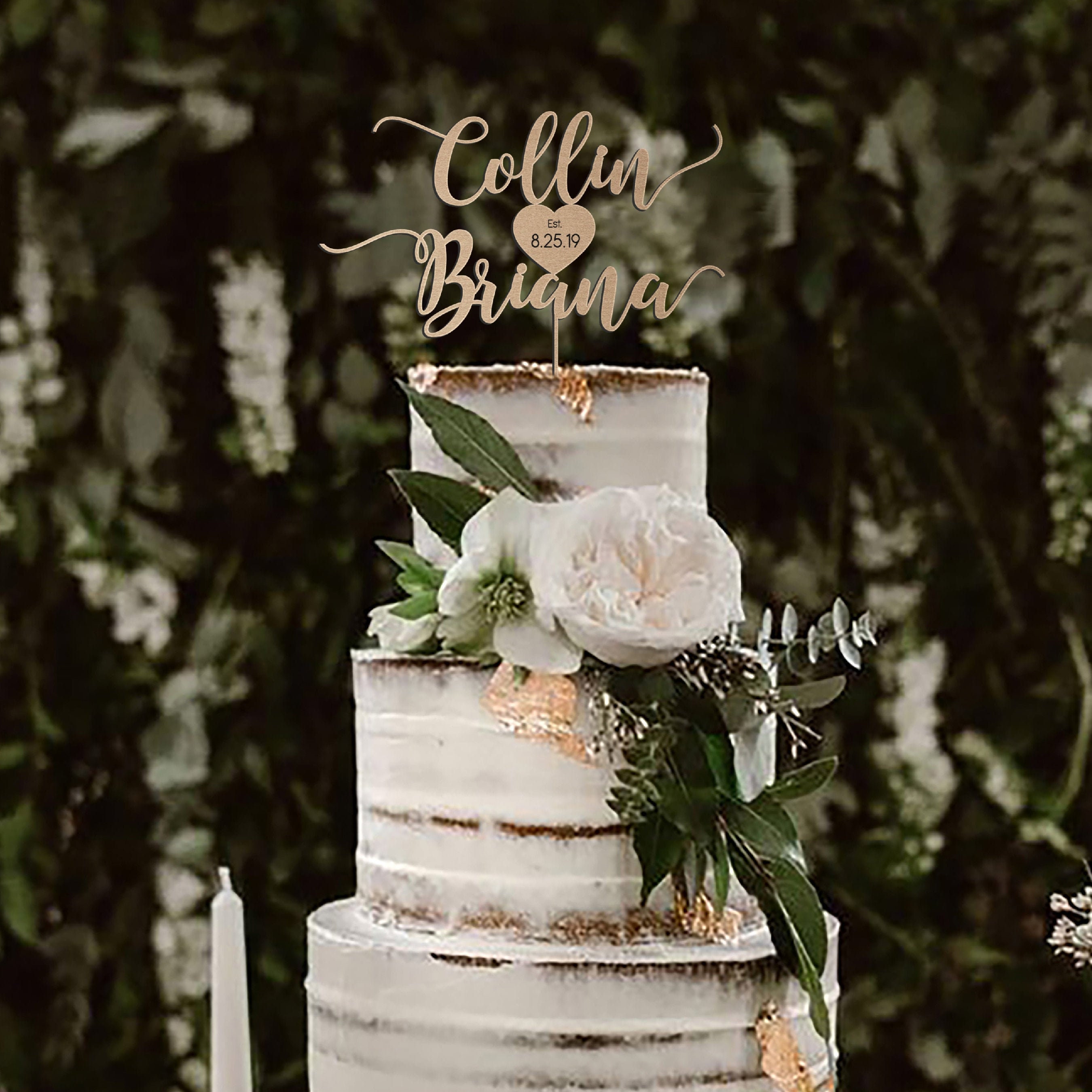 Mr and Mrs Wreath Cake Topper With Last Name Wreath Cake topper With Couple/'s First Name Customized Cake Topper,Custom Wedding Cake Topper