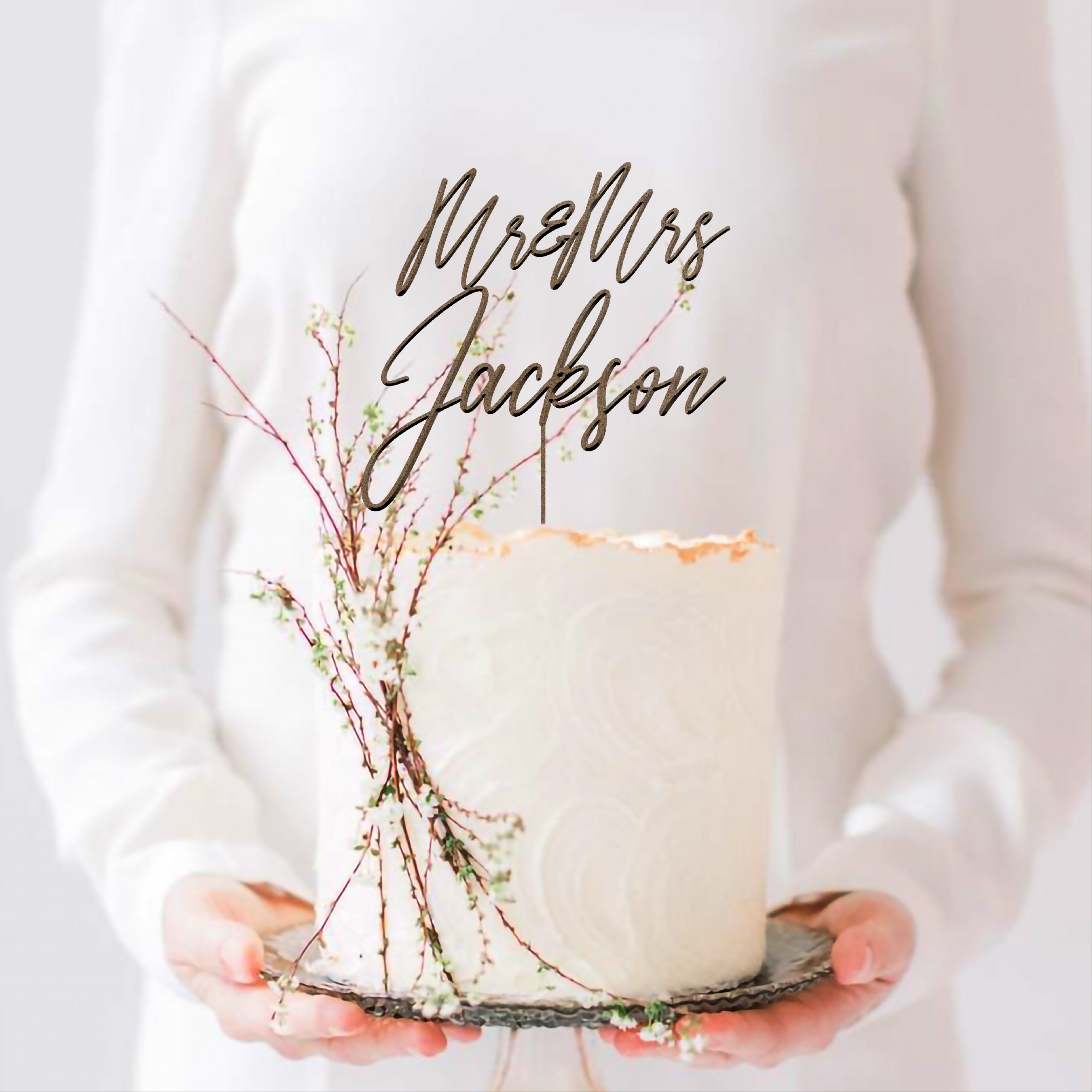 French Script Mr and Mrs Cake Topper for Wedding by Rawkrft, Custom Cake Topper Personalized, Wedding Cake Topper Rustic Bridal Shower