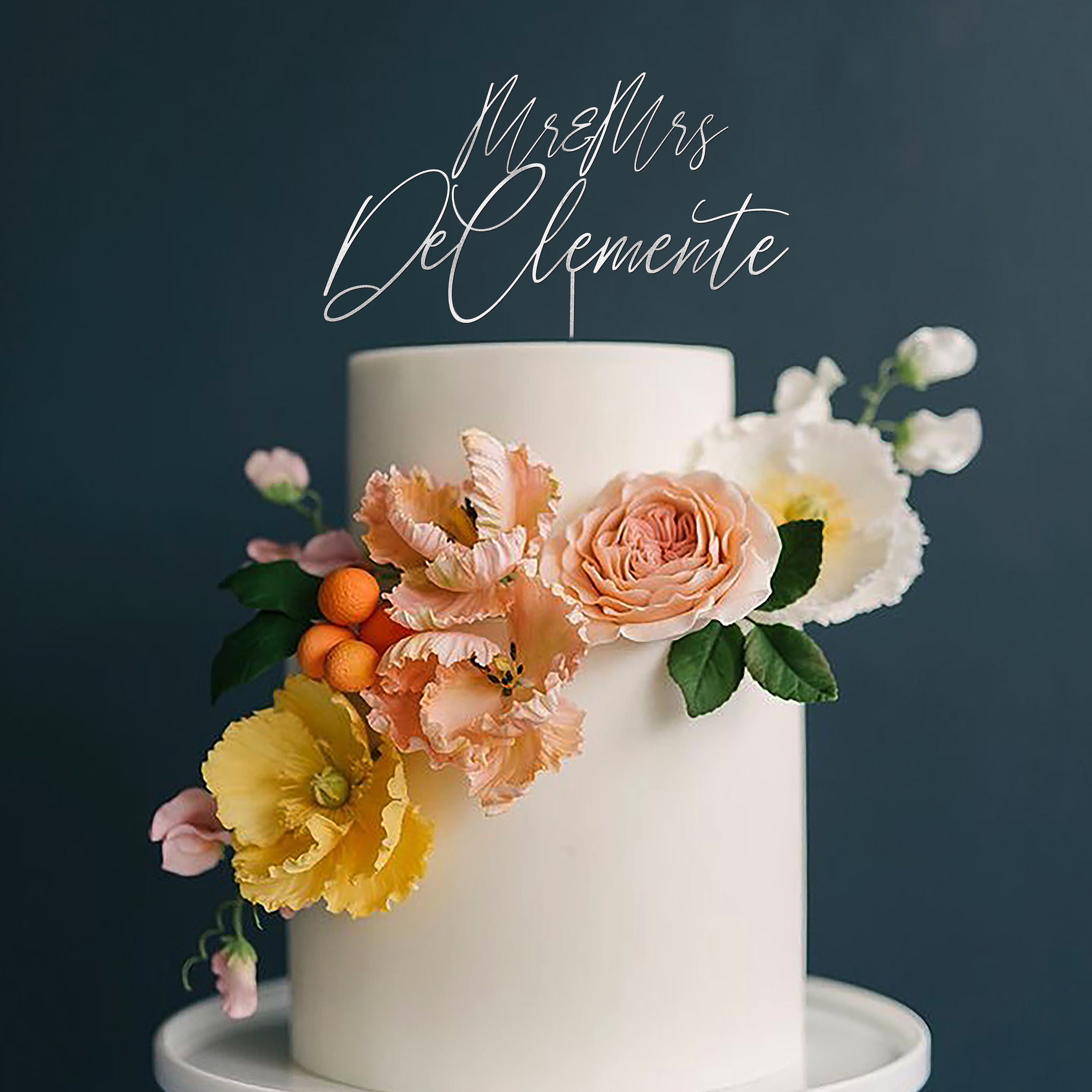French Script Mr and Mrs Cake Topper for Wedding by Rawkrft, Custom Cake Topper Personalized, Wedding Cake Topper Rustic Bridal Shower