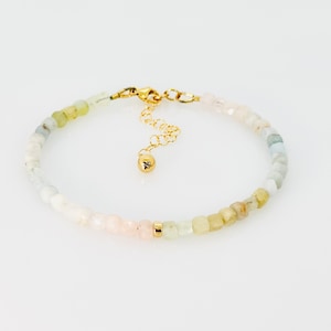 Faceted Aquamarine Bracelet, Multi Aquamarine 14KT Gold Filled Bracelet, Beaded Gemstone Bracelet, March Birthstone, Unique Gift For Mom image 1