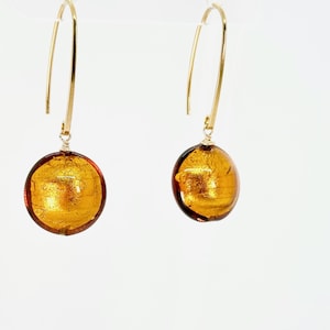 Topaz Murano Earrings, Murano Glass Gold Vermeil Earrings, Murano Glass Dangle Earrings, Venetian Murano Glass Jewelry, Gifts For Women image 1