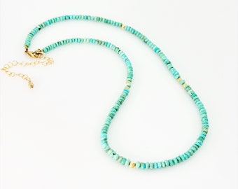 Gefacetteerde turquoise ketting, natuurlijke turquoise 14KT goud gevulde kralen ketting, bruidsketting, turquoise edelsteen, betekenisvolle geschenken