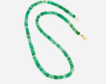 Emerald Necklace, Natural Emerald 14KT Gold Filled Necklace, Beaded Green Emerald, May Birthstone Jewelry, Statement Necklace, Gift For Her